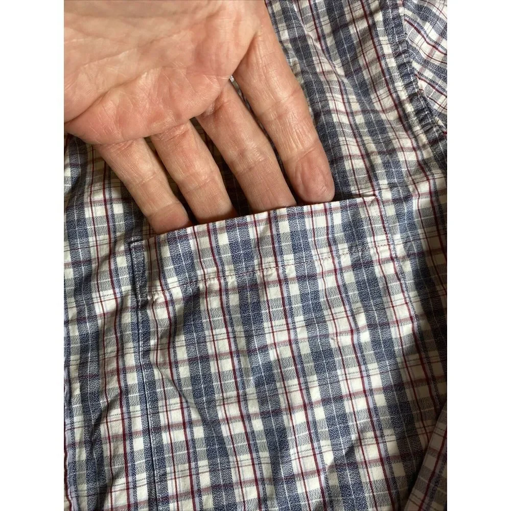 (2) Banana Republic Men's L Large Long‎ Sleeve Plaid Shirts Standard Fit